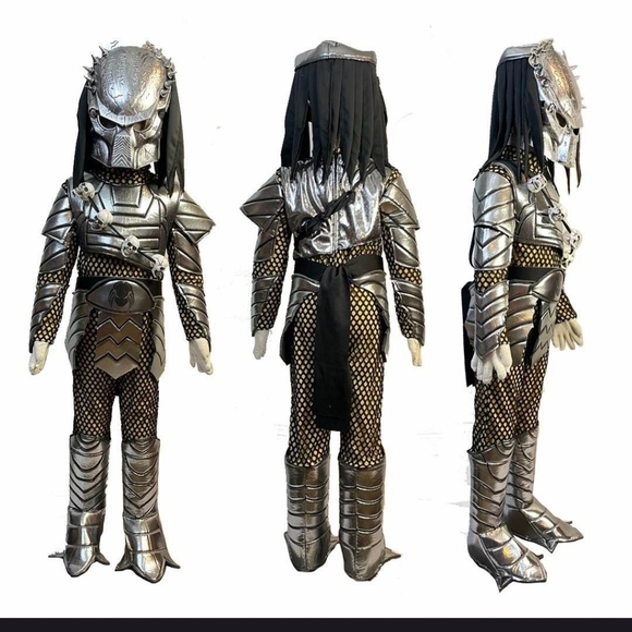 Alien Predator Warrior Costume BOYS 9/10 - Black and Silver - Picture 11 of 14